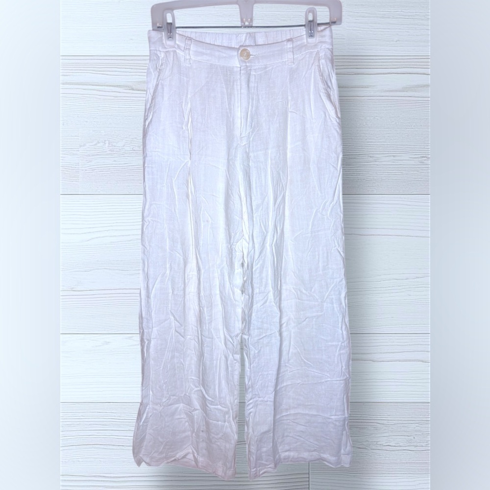SOLAI Women’s Effortless Flowy Linen Boho Breezy Palazzo Pants - Picture 2 of 9